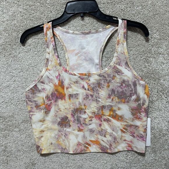 Calvin Klein Tank Top NWT Womens XL Perforance Wicking Orange Tie Dye Crop Shirt - Picture 1 of 11